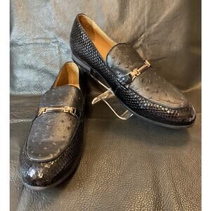 JITAI Mens Lindford Moc Toe Bit Slip-on Penny Loafer Sz 12 Shoes Texture Leather